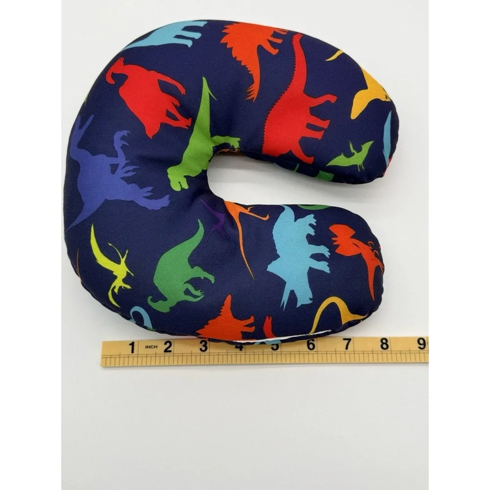 Kids Dinosaur Neck Pillow Travel Cushion Soft Blue Multicolor No Tag